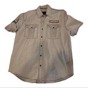 Affliction Moto Club Military Vintage Motorcycle Shirt XL